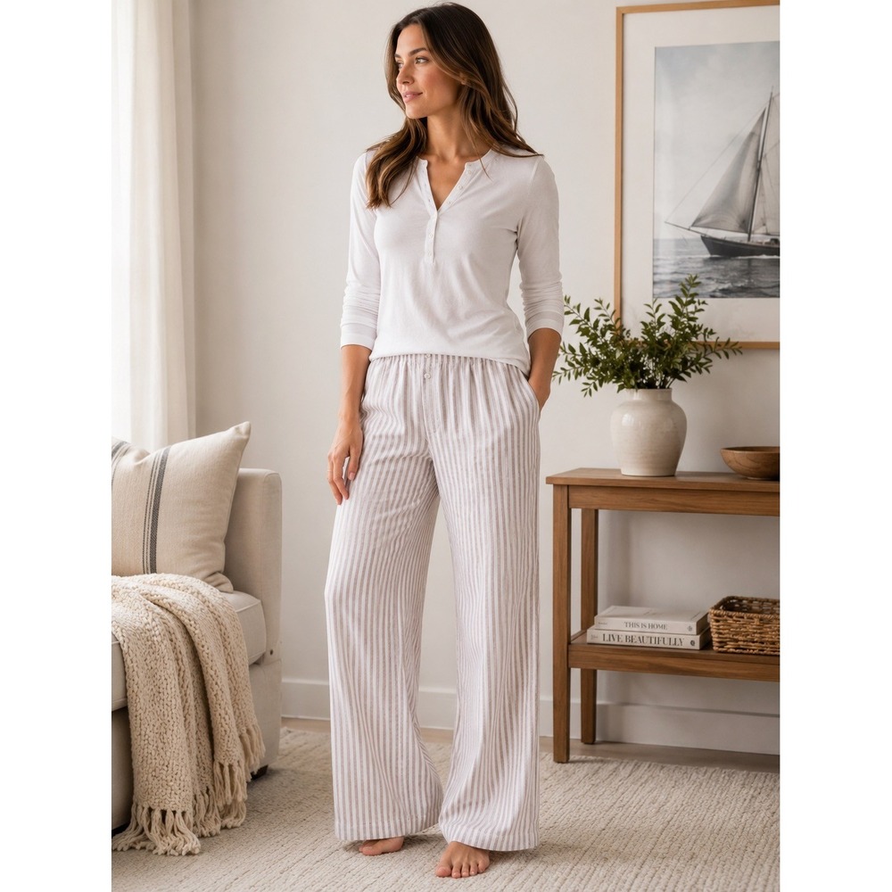 Sincerely Jules XL Striped Lounge Pant NWOT Wide Leg Cotton Blend Pajama Pull On